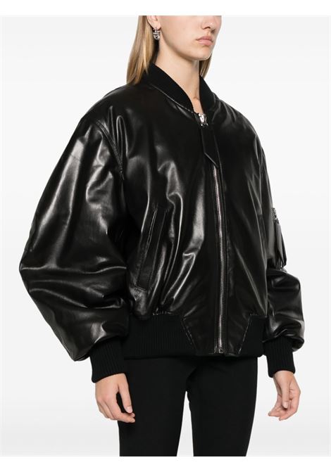 Black Anja leather bomber jacket The Attico - women THE ATTICO | 247WCB04L109100